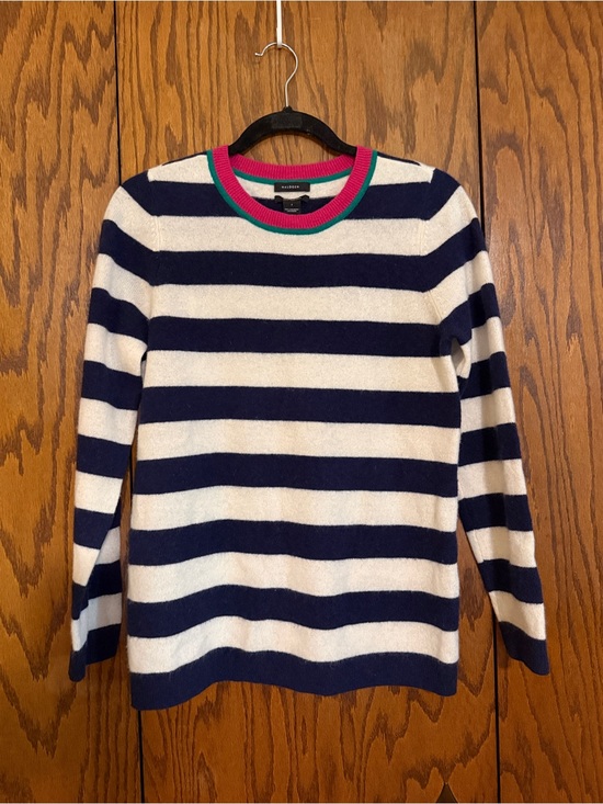 Halogen Sweaters - Halogen 100% Cashmere Striped Sweater Small Navy Ivory Pink Green